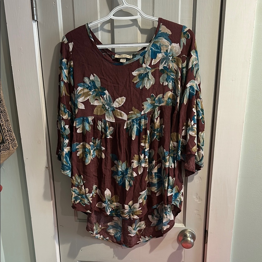 Final Touch Red Asymmetrical Blouse